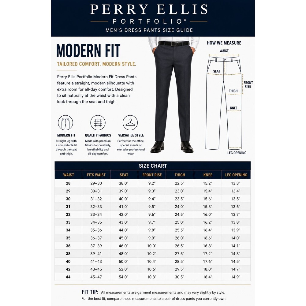 NEW PERRY ELLIS MENS 34X32 NAVY CHECK SLIM FIT SOFT TROUSERS DRESS PANTS SLACKS - Picture 6 of 6